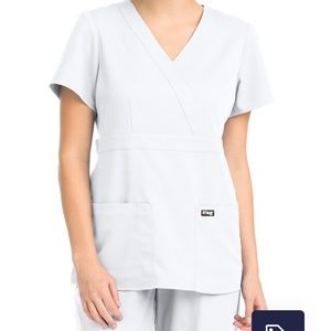 Grey’s Anatomy Women’s Mock Wrap Scrub Top - White